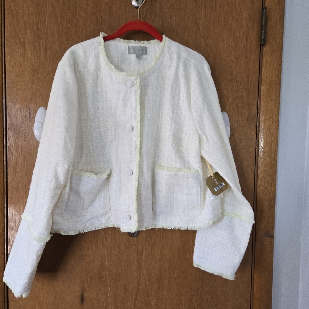 NWT, Rye Grass, Green & White Tweed Jacket Size XL.